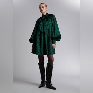 & Other Stories Dark Green Mini Dress Cotton Size M